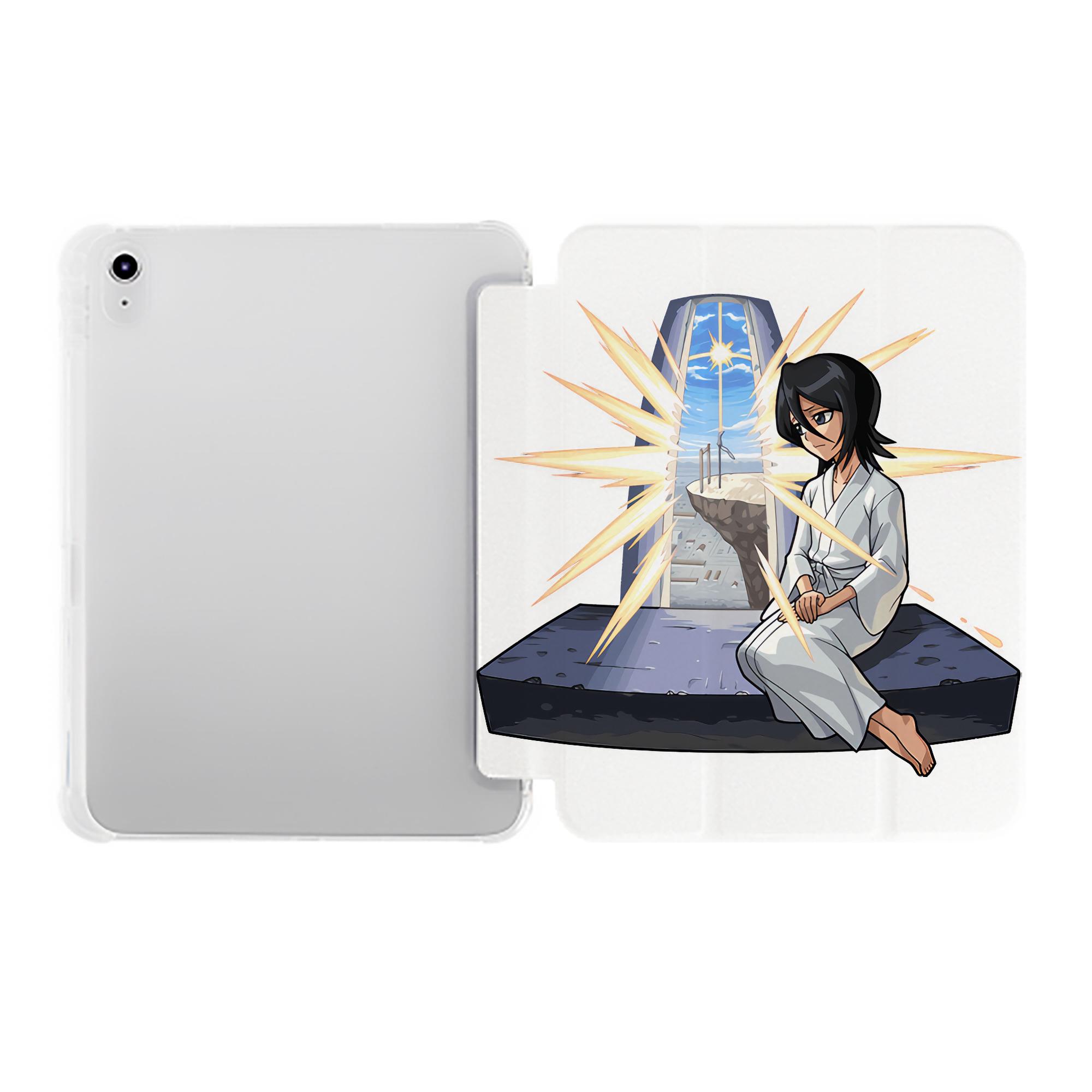 （画像用） ブリーチ 朽木ルキア BLEACH Kuchiki Rukia IPad ケース ペン収納付き 三つ折りスタンド PUレザー×シリコン 対応機種9.5/10.5/10.9インチ